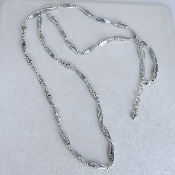 Brighton Marrakesh Long Necklace Silver Plated Etched Retired 38-40" Adjustable - Picture 4 of 7
